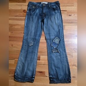 Levis Rare Y2K Distressed Patches Super Low Bootcut Pink Tab Jeans Womens 13M JR